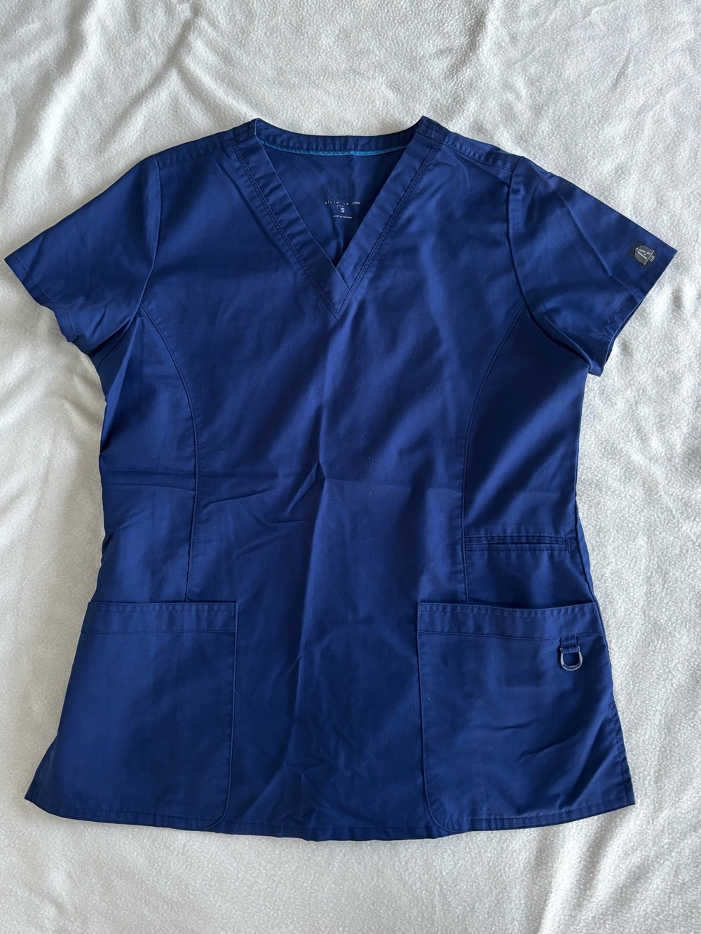 AUW Women's Medical Scrub Top and Bottom in Navy Blue